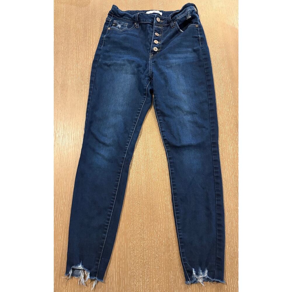 KanCan Jeans Women's 7/27 High Rise Ankle Skinny Raw Hem Stretch Button Fly